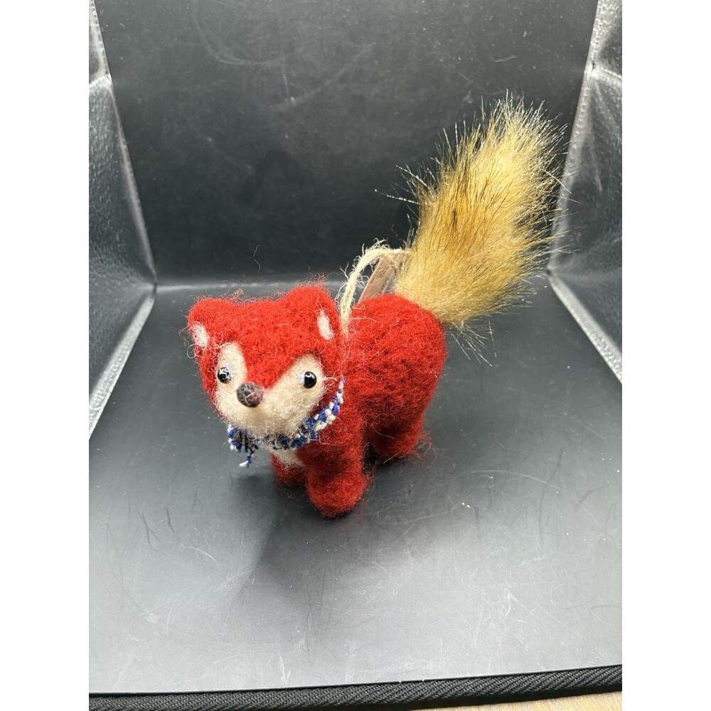 Macy's Holiday Lane Felted Fox With Scarf Holiday Christmas Ornament